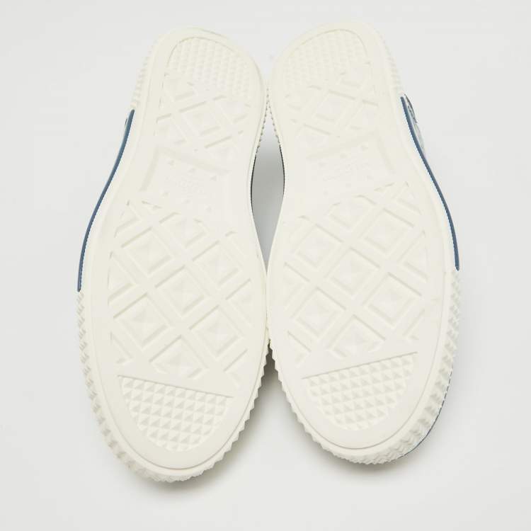 Pre Owned Valentino Navy Blue/White Denim and Leather Butterfly Low Top Sneakers Size 40