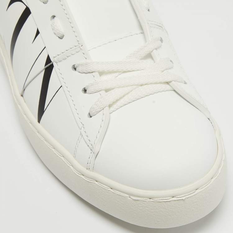 Pre Owned Valentino White Leather VLTN Low Top Sneakers Size 37.5