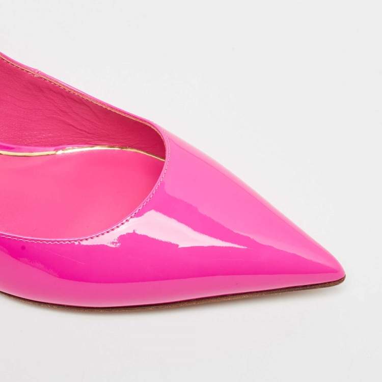 مملوكة مسبقًا Valentino Pink Patent Leather Rockstud Ankle Cuff Pointed Toe Pumps Size 40