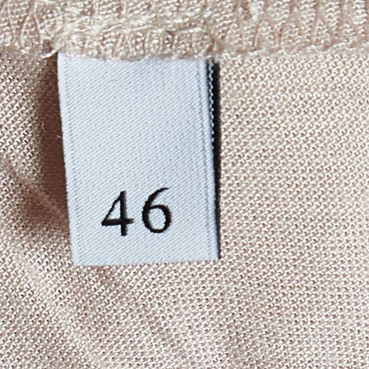 Pre Owned Valentino T-Shirt Couture Pale Pink Jersey & Mesh Ruffled Top L