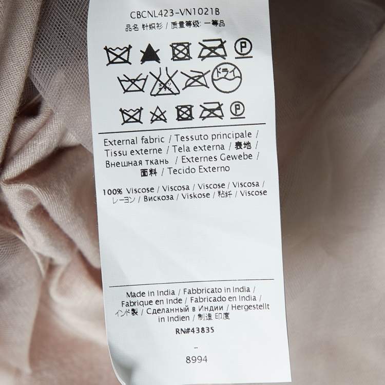 Pre Owned Valentino T-Shirt Couture Pale Pink Jersey & Mesh Ruffled Top L