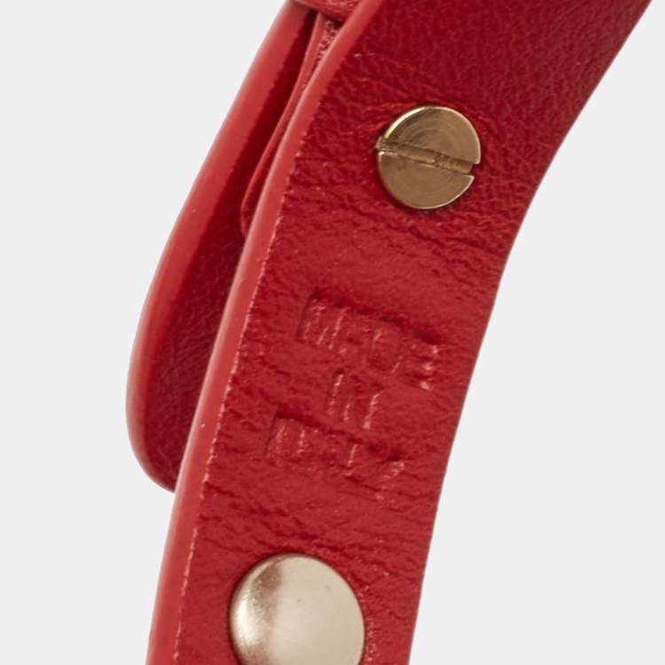 Pre Owned Valentino Rockstud Leather Gold Tone Bracelet