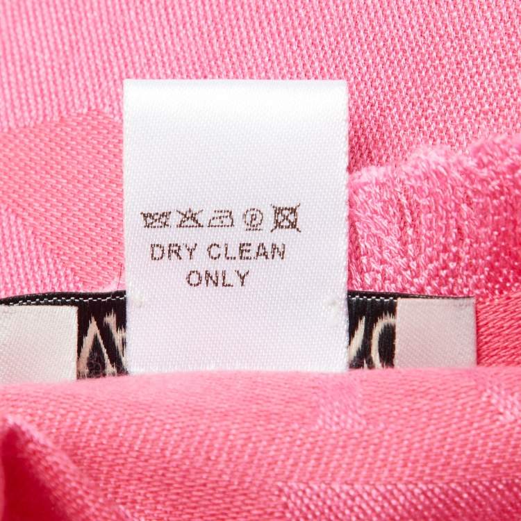 Pre Owned Valentino Pink V Logo Pattern Modal & Wool Blend Scarf