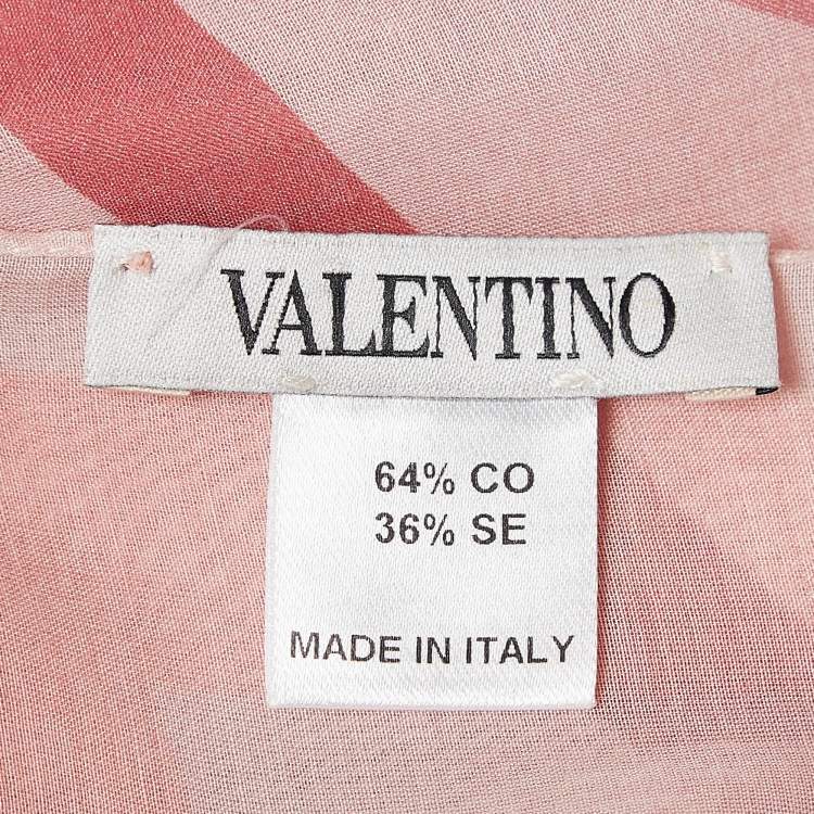 Pre Owned Valentino Pink Printed Cotton Blend Scarf 