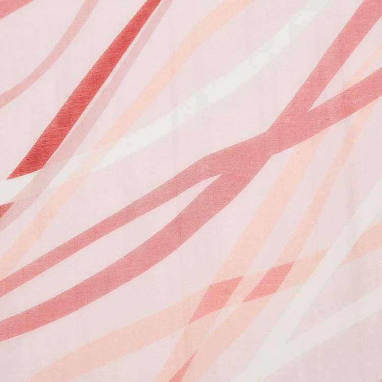 Pre Owned Valentino Pink Printed Cotton Blend Scarf 