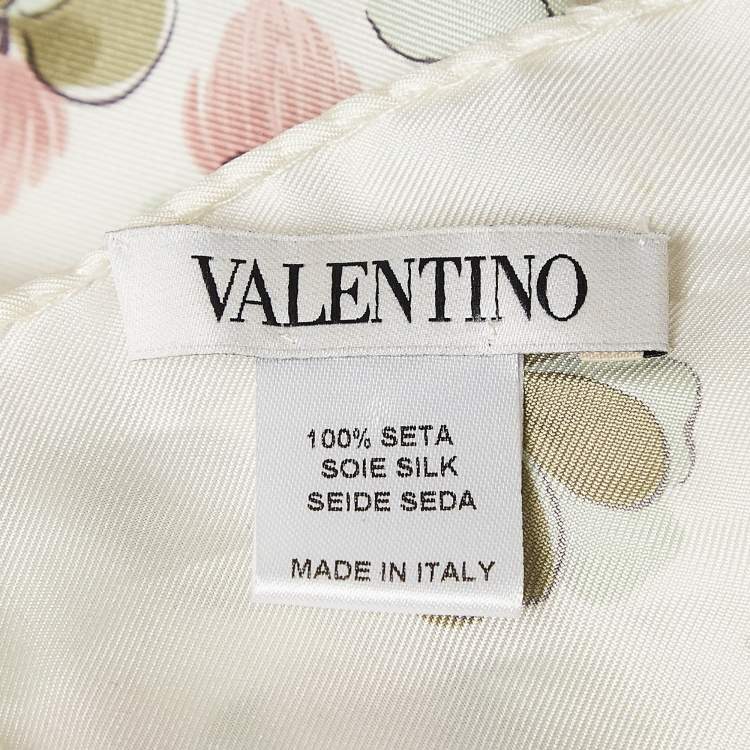 Pre Owned Valentino Cream Floral Print Silk Square Scarf