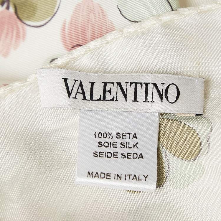 Pre Owned Valentino Cream Floral Print Silk Square Scarf