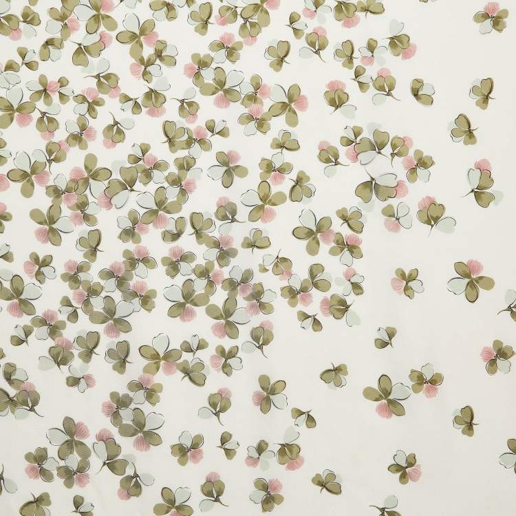 Pre Owned Valentino Cream Floral Print Silk Square Scarf