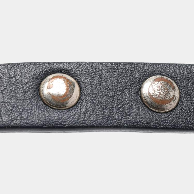 Pre Owned Valentino Navy Blue Leather Rockstud Bracelet