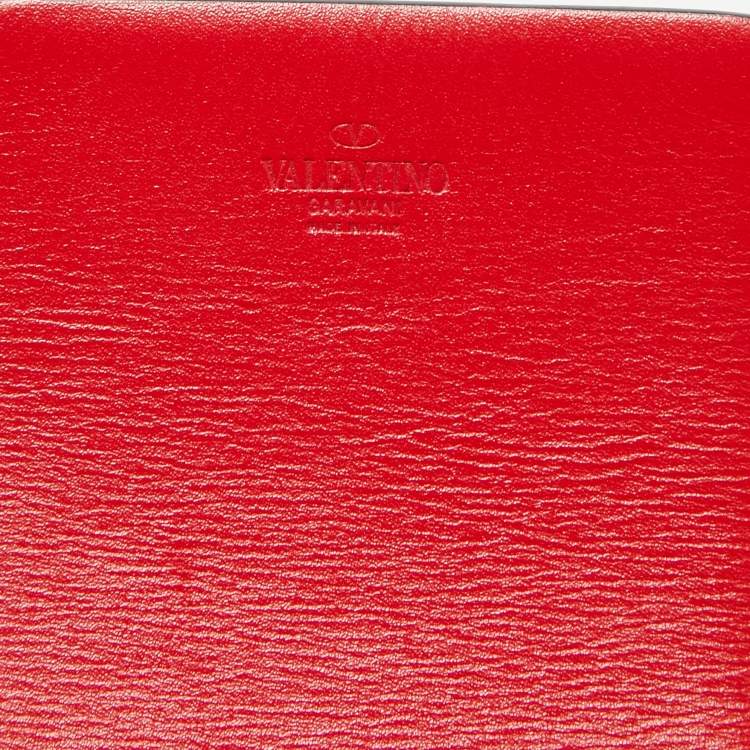 Pre Owned Valentino Black/Red Leather VLogo Reversible Wide Belt 105 cm