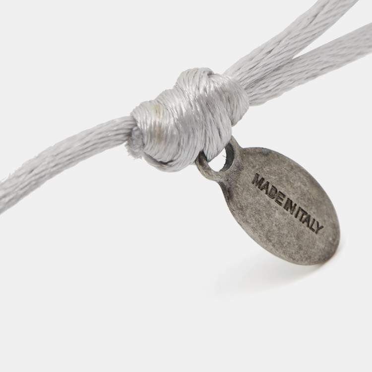 Pre Owned Valentino VLogo Silver Tone Cord Bracelet