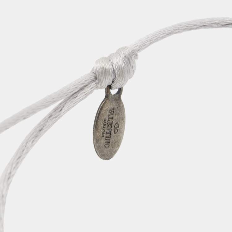 Pre Owned Valentino VLogo Silver Tone Cord Bracelet