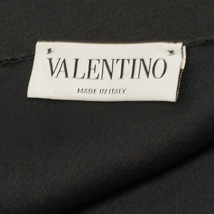 Pre Owned Valentino Black Dots Jacquard Silk Stole 