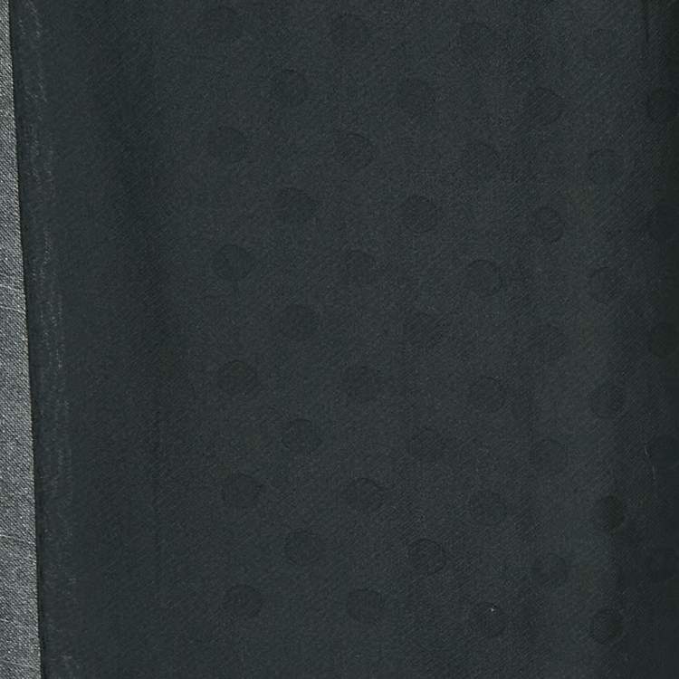 Pre Owned Valentino Black Dots Jacquard Silk Stole 