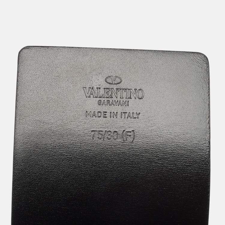 Pre Owned Valentino Black/Brown Leather VLogo Reversible Wide Belt 75CM