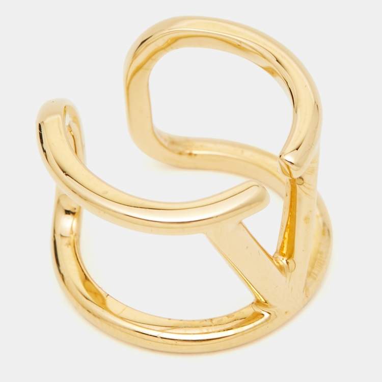 مملوكة مسبقًا Valentino Vlogo Gold Tone Ring Size 57