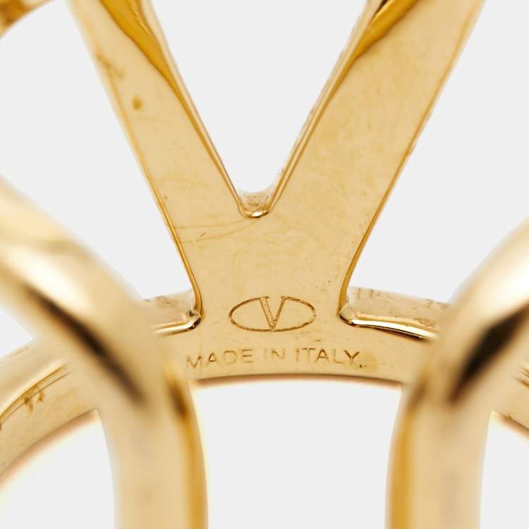 مملوكة مسبقًا Valentino Vlogo Gold Tone Ring Size 57