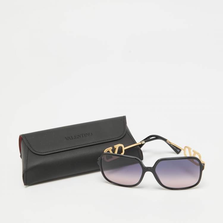 Pre Owned Valentino Black/Blue Gradient VA 4101 VLogo Oversized Sunglasses