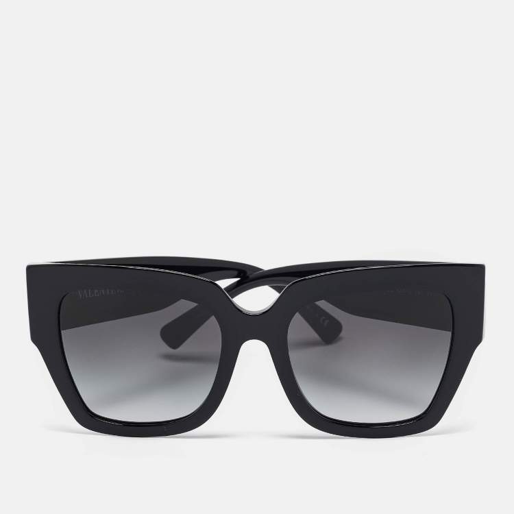Pre Owned Valentino Black Gradient VA 4082 Vlogo Square Sunglasses