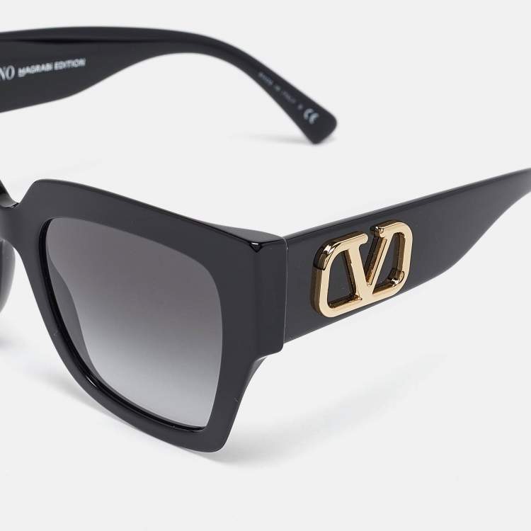 Pre Owned Valentino Black Gradient VA 4082 Vlogo Square Sunglasses