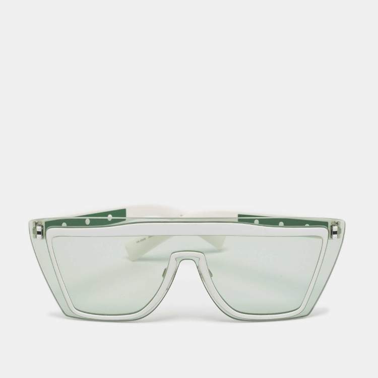 Pre Owned Valentino Green/White VA 2026 Rockstud Shield Sunglasses