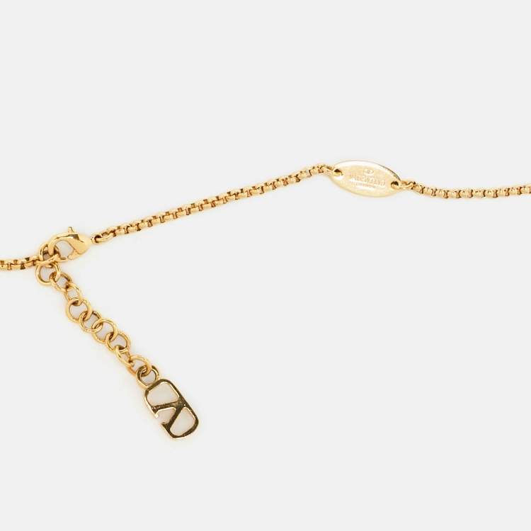 Pre Owned Valentino Vlogo Gold Tone Long Necklace