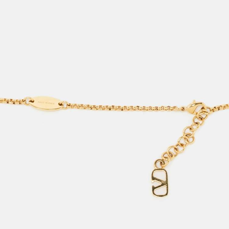 Pre Owned Valentino Vlogo Gold Tone Long Necklace
