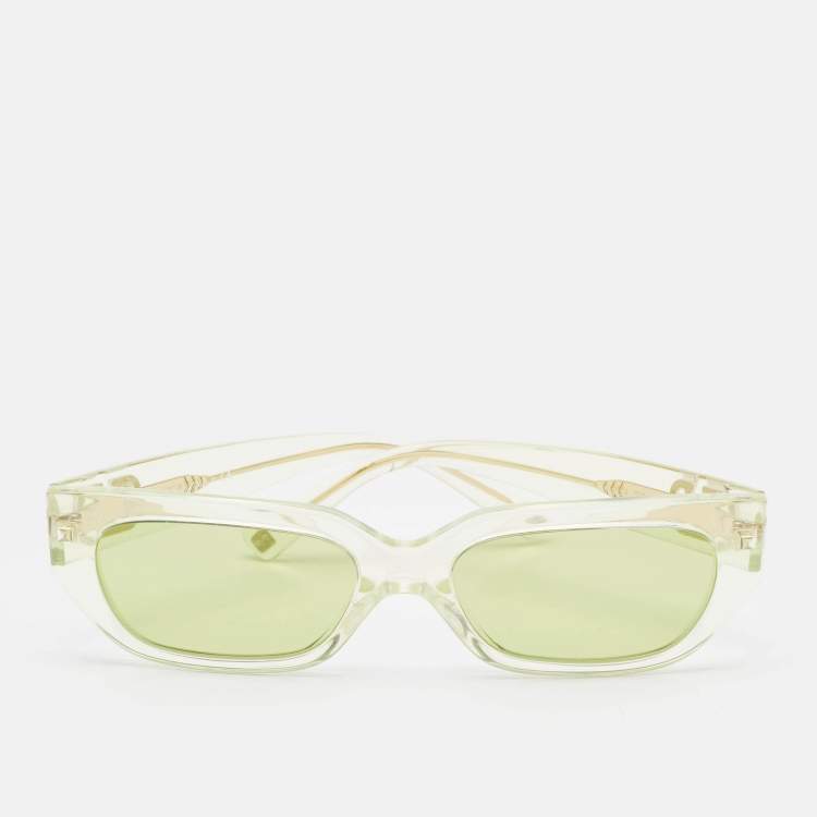 Pre Owned Valentino Light Green VA 4080 Rectangular Sunglasses