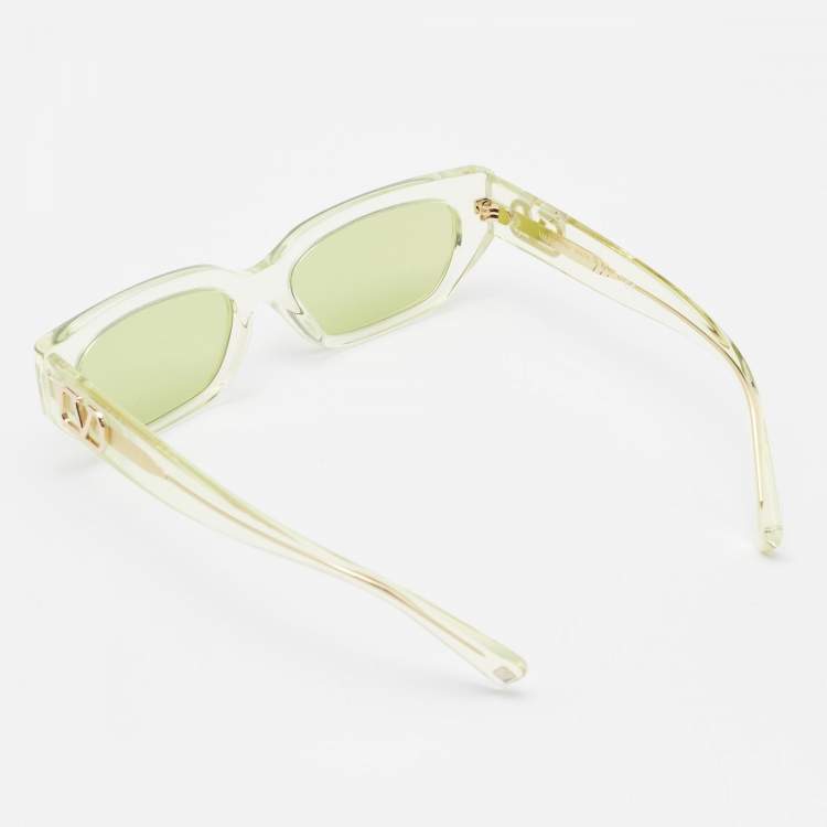 Pre Owned Valentino Light Green VA 4080 Rectangular Sunglasses