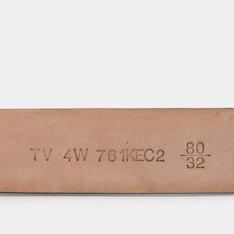 Pre Owned Valentino Pink Leather V Logo Buckle Belt 80CM