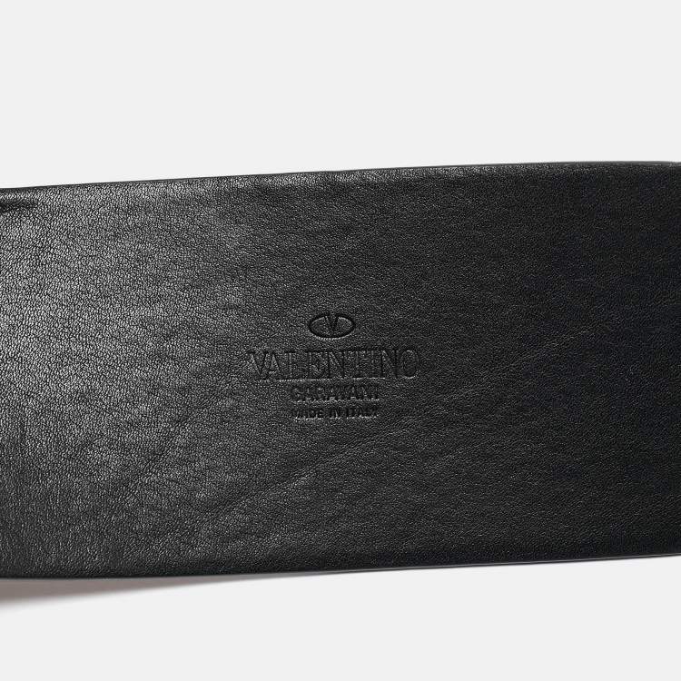 Pre Owned Valentino Brown/Black Leather VLogo Wide Reversible Belt 85CM