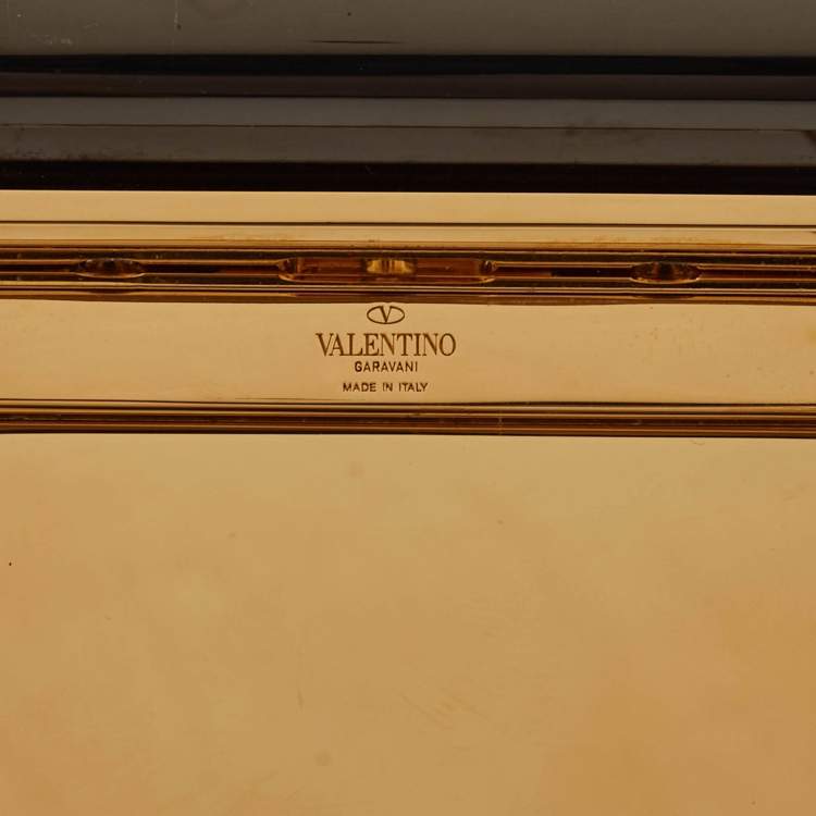 Pre Owned Valentino Black/Red Enamel Panther Lipstick & Mirror Minaudiere