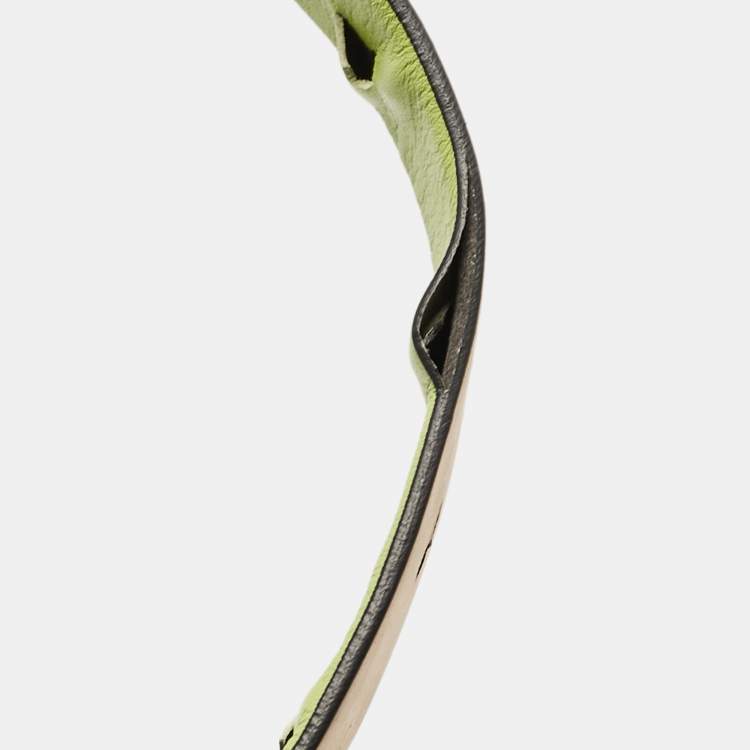 Pre Owned Valentino Light Green Leather VLogo Buckle Belt 80CM