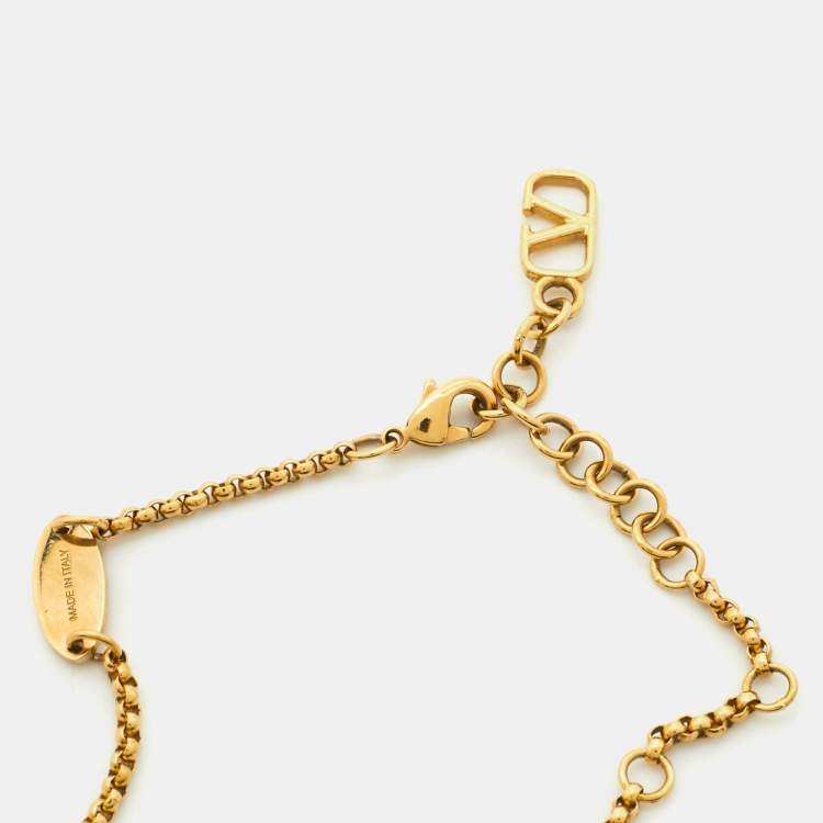 Pre Owned Valentino VLogo Gold Tone Bracelet