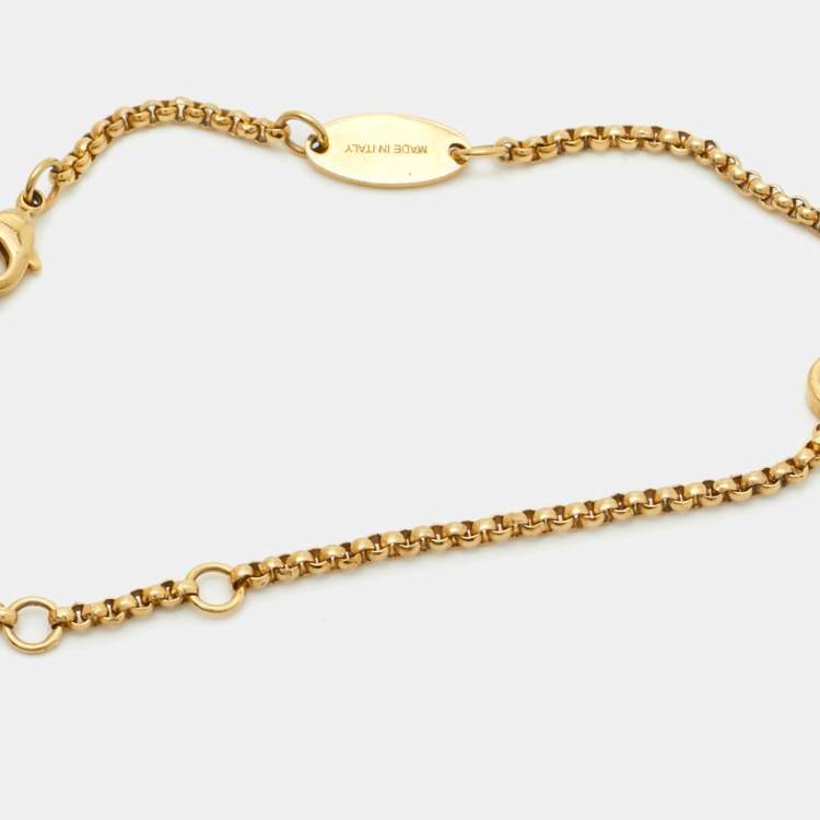 Pre Owned Valentino VLogo Gold Tone Bracelet