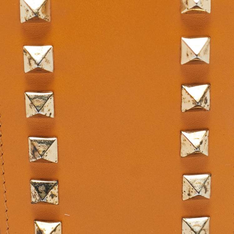 Pre Owned Valentino Mustard Leather Rockstud iPhone Flip Case