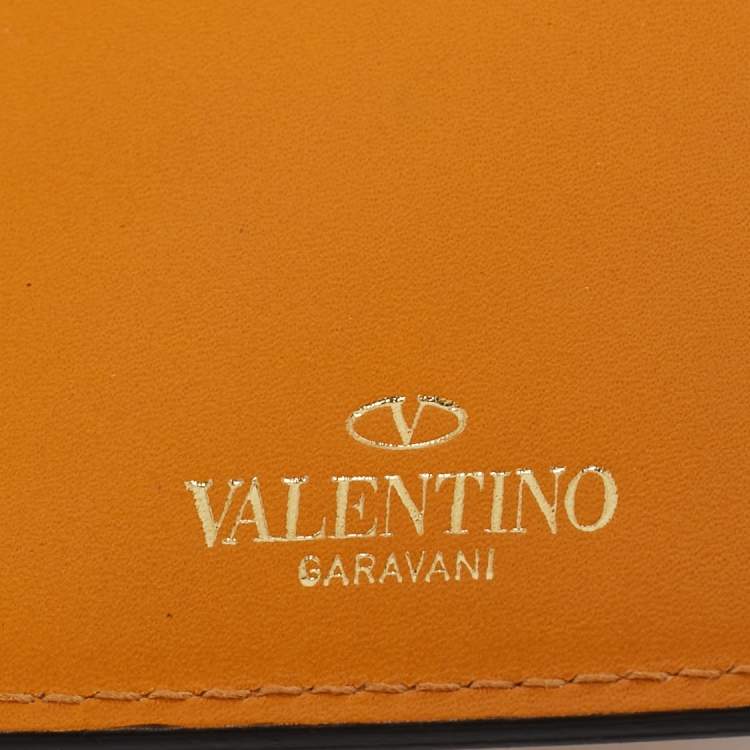 Pre Owned Valentino Mustard Leather Rockstud iPhone Flip Case