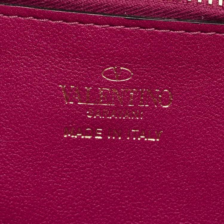Pre Owned Valentino Magenta Leather Rockstud Phone Case Pouch