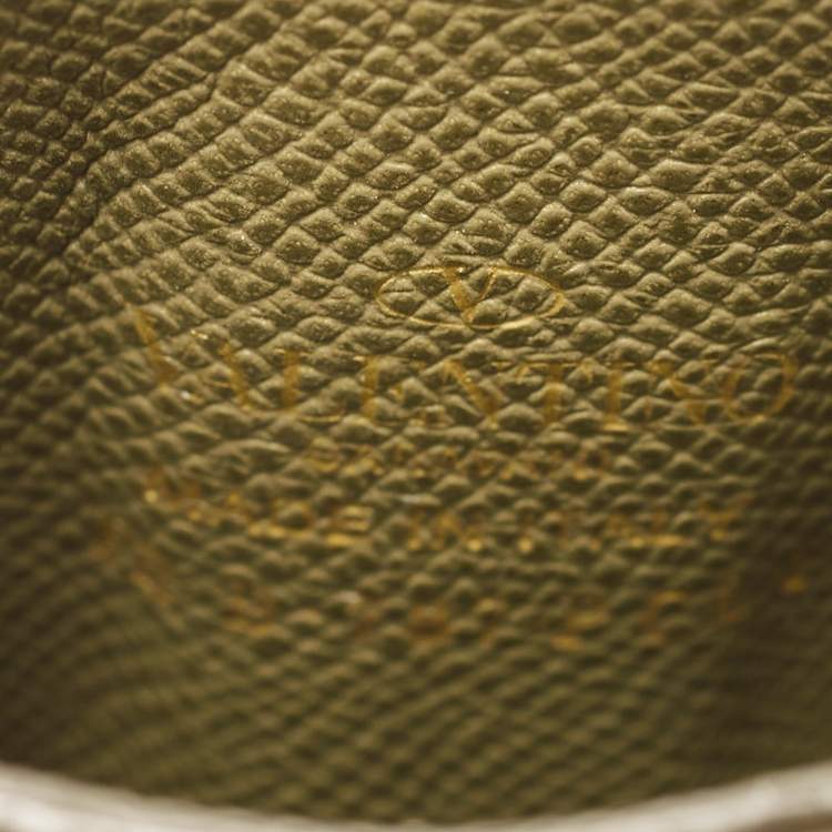 Pre Owned Valentino Green Grained Leather Phone Case