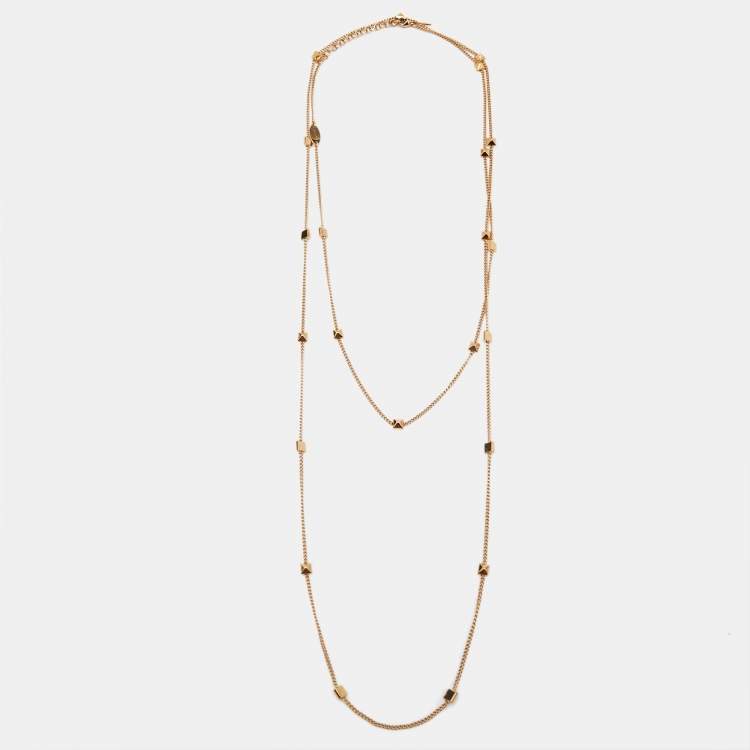 Pre Owned Valentino Rockstud Gold Tone Long Necklace