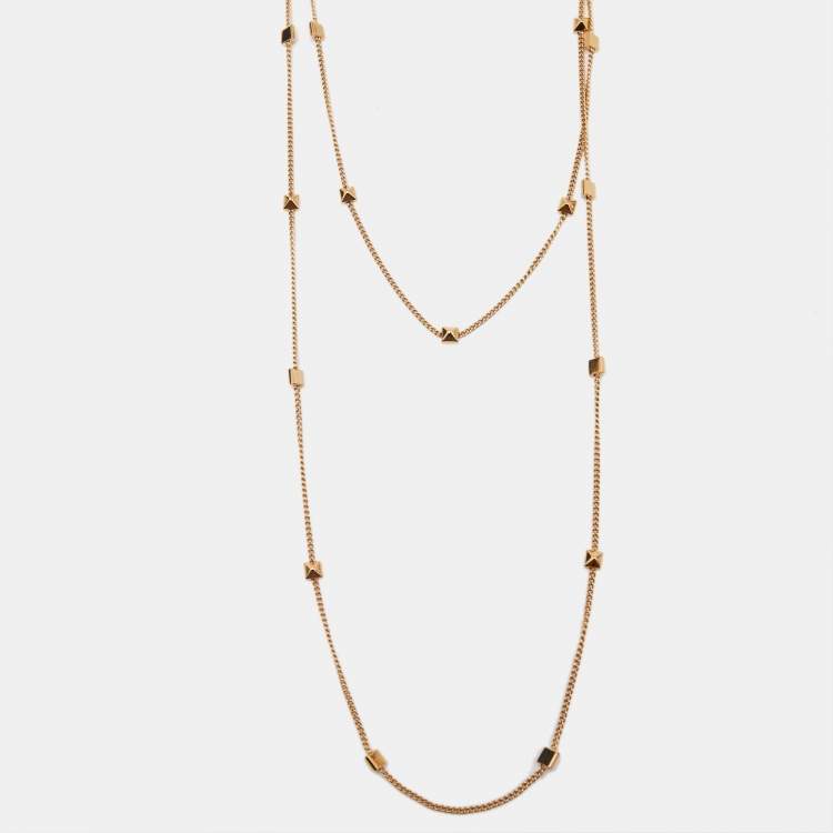 Pre Owned Valentino Rockstud Gold Tone Long Necklace