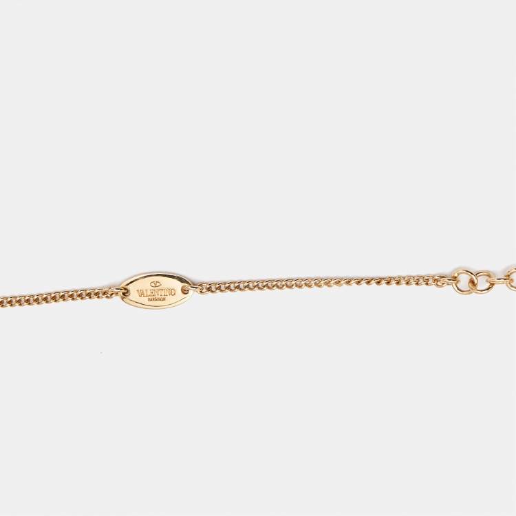 Pre Owned Valentino Rockstud Gold Tone Long Necklace