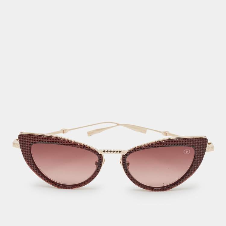 Pre Owned Valentino Burgundy/Brown Gradient VIII Cat Eye Sunglasses