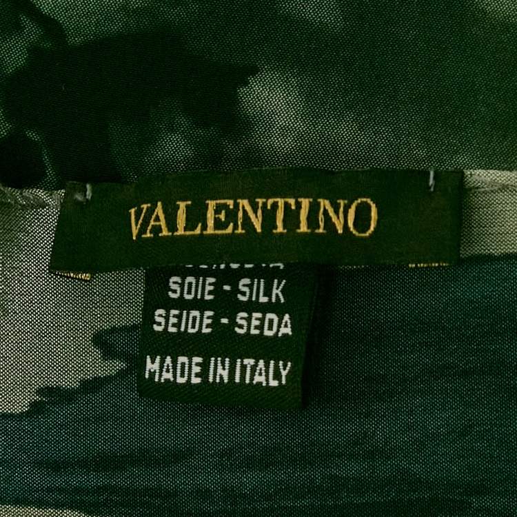 Pre Owned Valentino Grey Floral Print Silk Scarf
