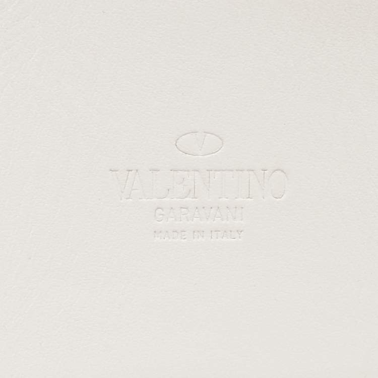 Pre Owned Valentino White Leather VLogo Wide Waist Belt 75CM