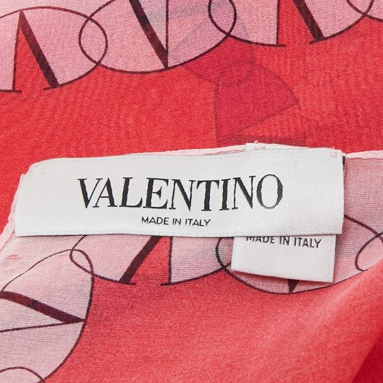 Pre Owned Valentino Pink/Red Ombre Printed Silk Stole