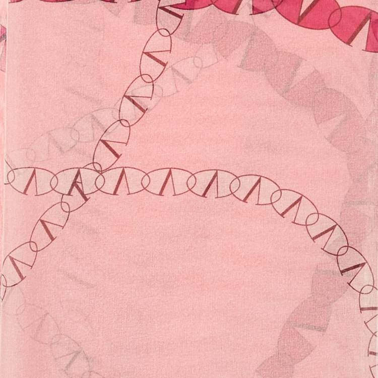 Pre Owned Valentino Pink/Red Ombre Printed Silk Stole