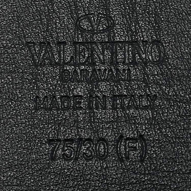 Pre Owned Valentino Black/Brown Leather VLogo Reversible Waist Belt 75CM