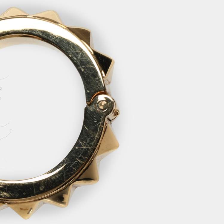 Pre Owned Valentino Gold Tone Metal Rockstud Ring 