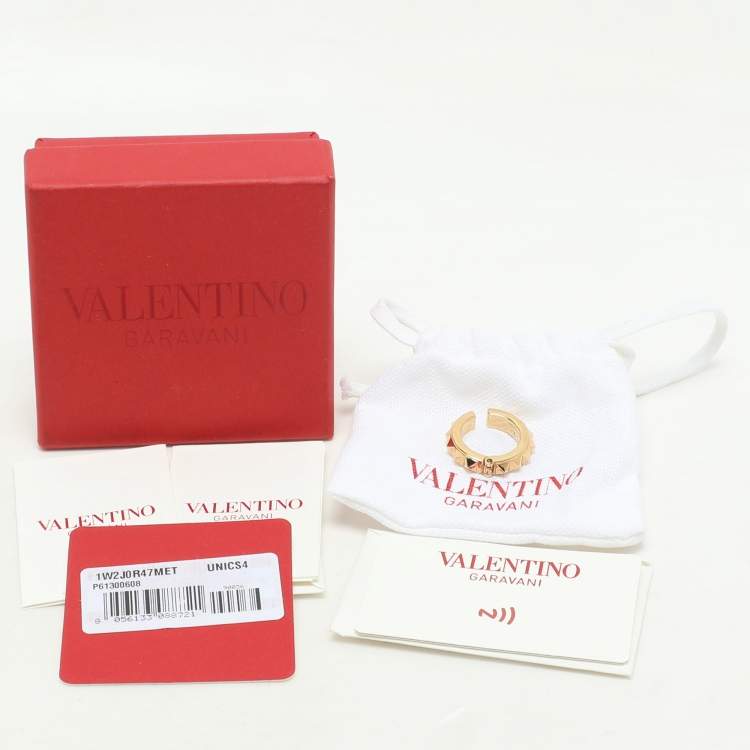 Pre Owned Valentino Gold Tone Metal Rockstud Ring 